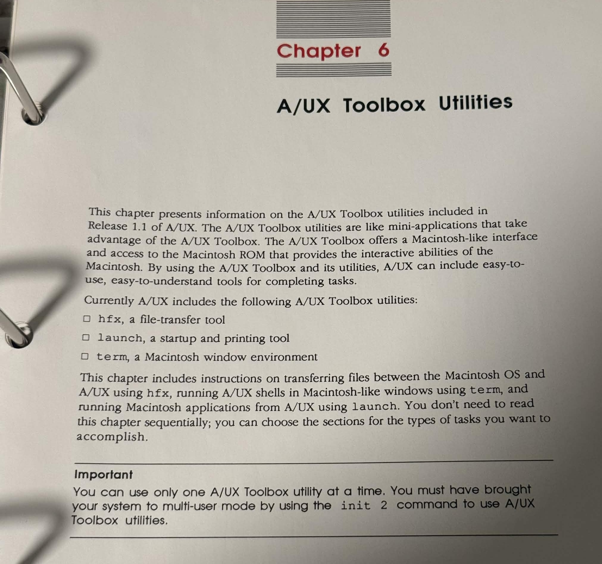 Toolbox apps in the manual